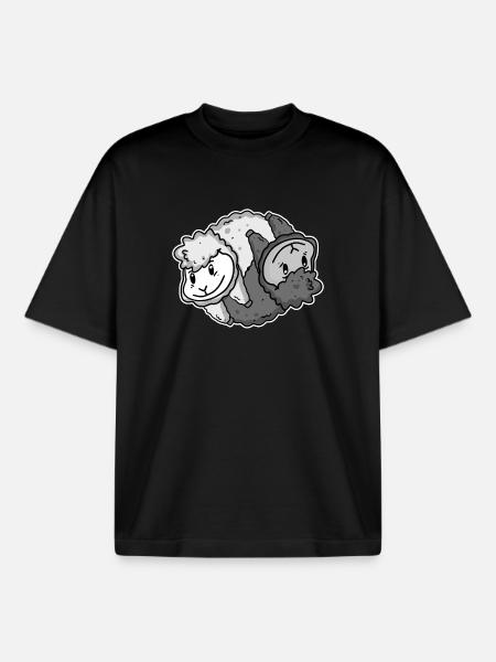 Yin Yang Alpaca - Boxy Heavyweight Unisex Organic T-Shirt by Stanley/Stella - black