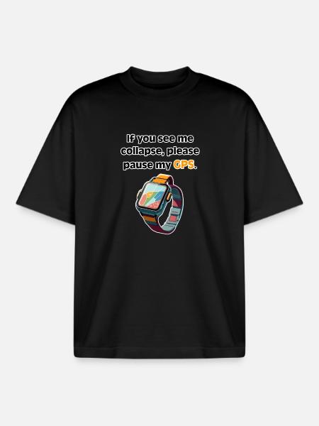 GPS Pause Meme Uhr - Boxy Heavyweight Unisex Organic T-Shirt von Stanley/Stella - Schwarz