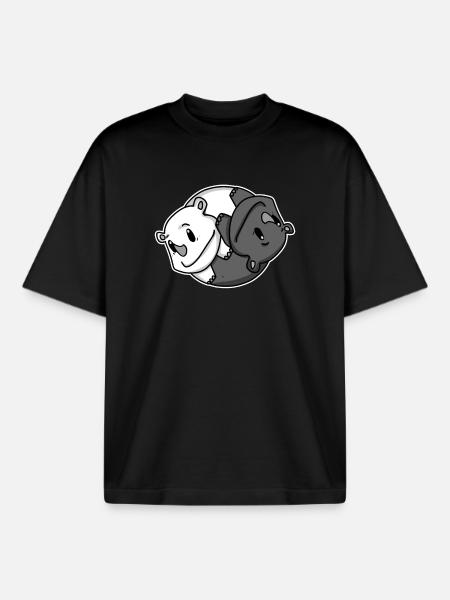 Yin Yang Rhinoceros - Boxy Heavyweight Unisex Organic T-Shirt by Stanley/Stella - black
