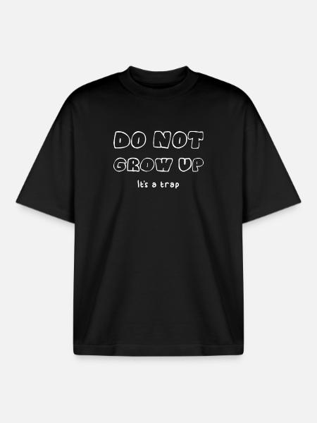 Ne grandis pas - T-shirt unisexe boxy épais biologique Stanley/Stella - noir