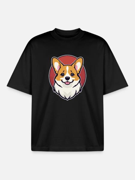Corgi - Boxy Heavyweight Unisex Organic T-Shirt von Stanley/Stella - Schwarz