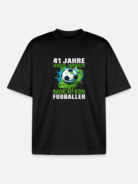 Fußballer Fußballspieler 41 Geburtstag Spruch - Boxy Heavyweight Unisex Organic T-Shirt von Stanley/Stella - Schwarz