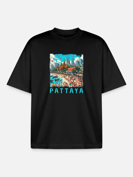 Pattaya Thailand beach design - Boxy Heavyweight Unisex Organic T-Shirt by Stanley/Stella - black