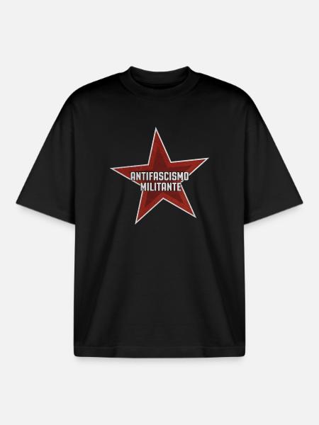 Antifascisme militant - T-shirt unisexe boxy épais biologique Stanley/Stella - noir