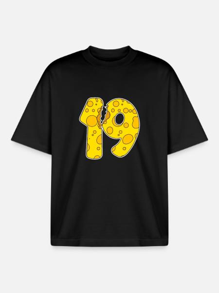 19 Year Old Funny Cheese - Boxy Heavyweight Unisex Organic T-Shirt by Stanley/Stella - black