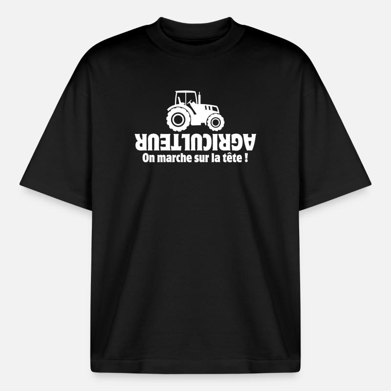 Bauer, Bauer, Bauer, Traktor - Boxy Heavyweight Unisex Organic T-Shirt von Stanley/Stella - Schwarz