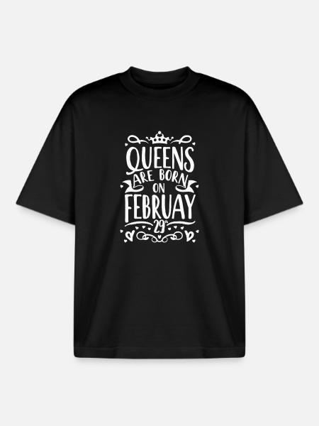 Leap Day Queen February 29 Birthday - Boxy Heavyweight Unisex Organic T-Shirt by Stanley/Stella - black