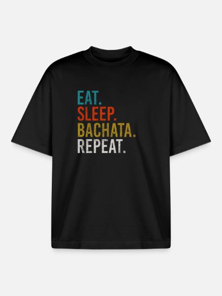 Eat Sleep Bachata Repeat Sensual Dance - Boxy Heavyweight Unisex Organic T-Shirt by Stanley/Stella - black