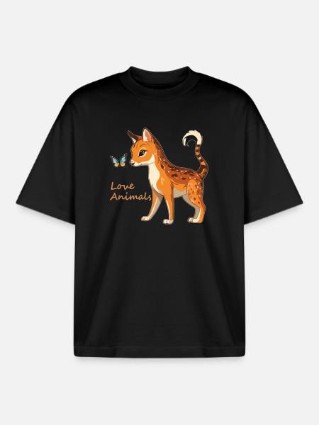 Love of animals - Boxy Heavyweight Unisex Organic T-Shirt by Stanley/Stella - black