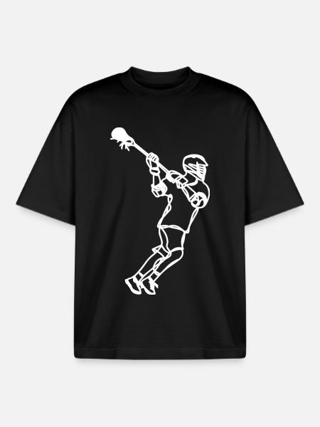 Lacrosse Professional Drawing - Boxy Heavyweight Unisex Organic T-Shirt by Stanley/Stella - black