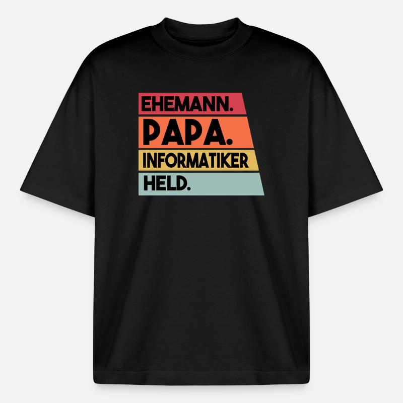 Ehemann Papa Beruf Informatiker Held - Boxy Heavyweight Unisex Organic T-Shirt von Stanley/Stella - Schwarz