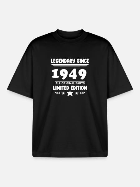 1949 - Year 1949 - Year 1949 - Boxy Heavyweight Unisex Organic T-Shirt by Stanley/Stella - black