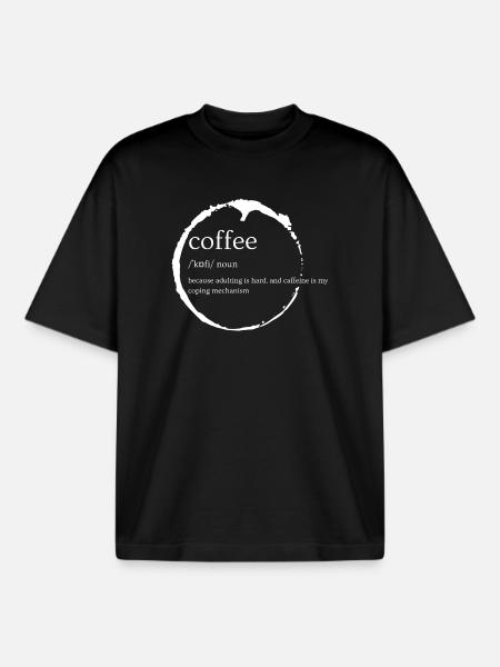 Caffeine Coping: Adulting Definition - Boxy Heavyweight Unisex Organic T-Shirt by Stanley/Stella - black