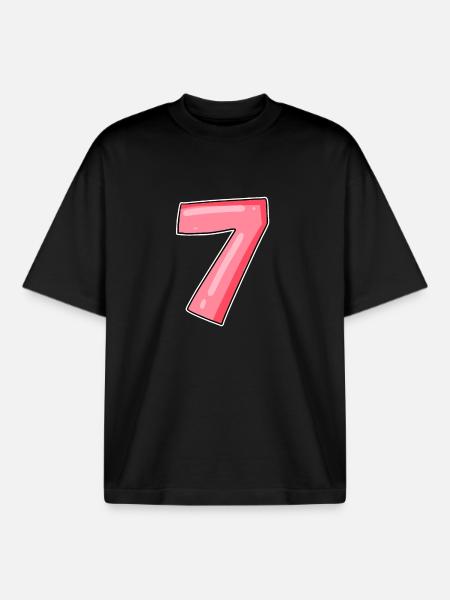 Number Seven - Number 7 Number - Boxy Heavyweight Unisex Organic T-Shirt by Stanley/Stella - black