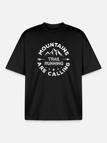 Trailrunning - Berge rufen - Boxy Heavyweight Unisex Organic T-Shirt von Stanley/Stella - Schwarz