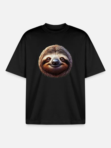 Sloth - Boxy Heavyweight Unisex Organic T-Shirt by Stanley/Stella - black