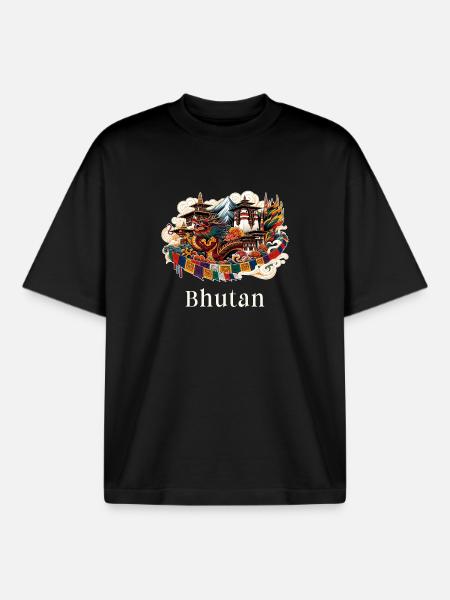 Bhutan dragon Thimphu Himalaya - Boxy Heavyweight Unisex Organic T-Shirt by Stanley/Stella - black