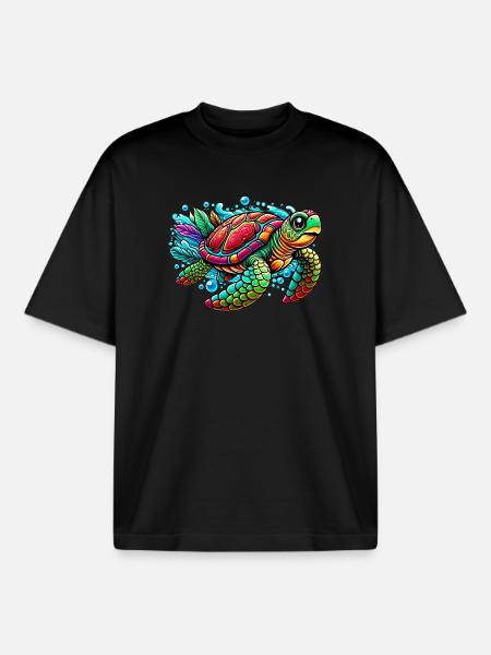 Turtle - Boxy Heavyweight Unisex Organic T-Shirt by Stanley/Stella - black