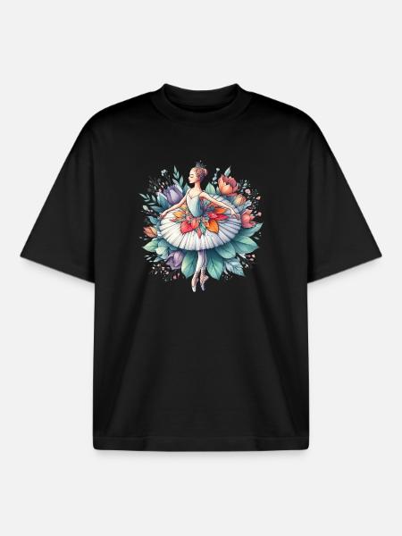 Ballet dancer with tutu - Boxy Heavyweight Unisex Organic T-Shirt by Stanley/Stella - black