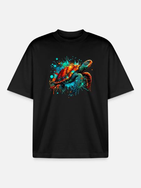 Turtle - Boxy Heavyweight Unisex Organic T-Shirt by Stanley/Stella - black