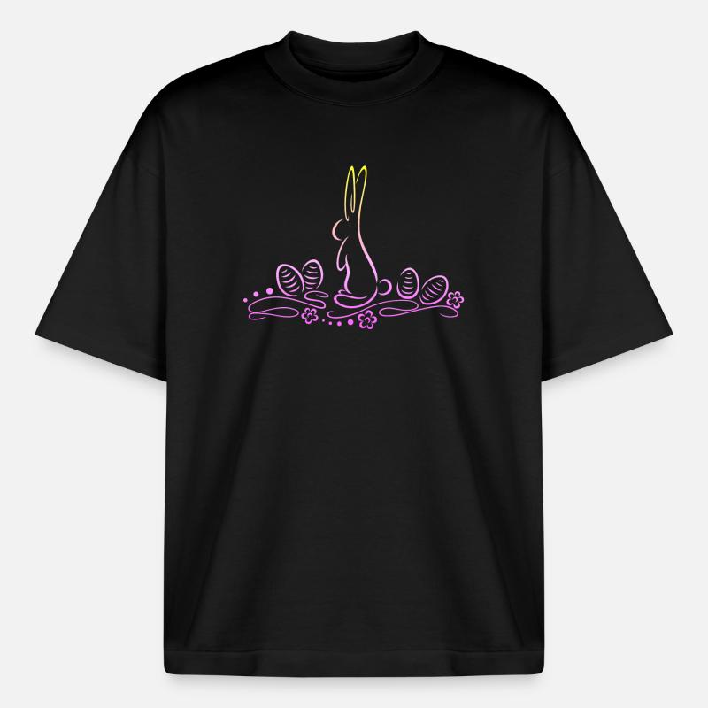 Easter Bunny Silhouette with Easter Eggs - Boxy Heavyweight Unisex Organic T-Shirt by Stanley/Stella - black