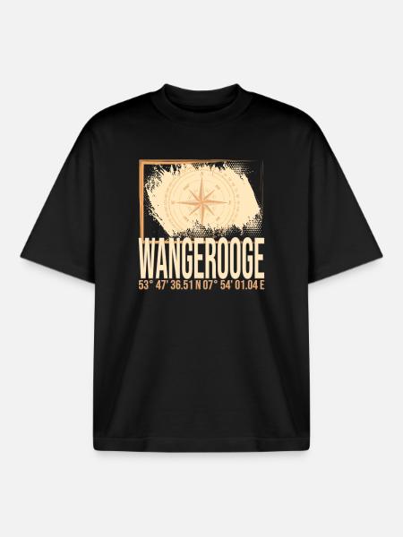 Wangerooge Koordinaten - Boxy Heavyweight Unisex Organic T-Shirt von Stanley/Stella - Schwarz