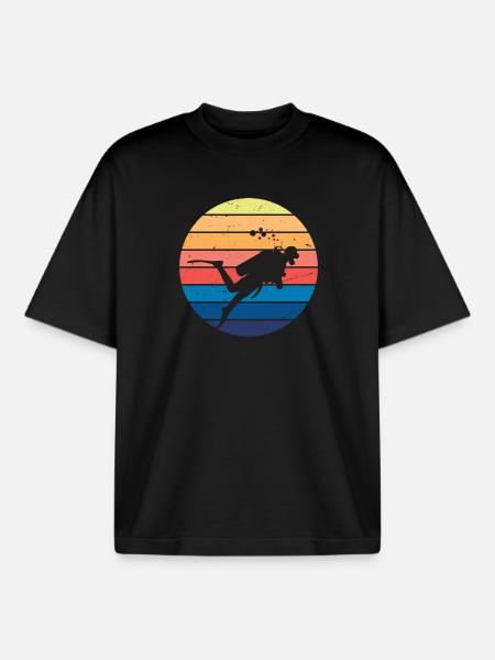 Retro Vibe Diver - Boxy Heavyweight Unisex Organic T-Shirt by Stanley/Stella - black