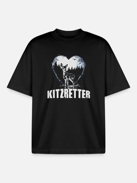 Kitzretter Herz Wald Fohlen - Boxy Heavyweight Unisex Organic T-Shirt von Stanley/Stella - Schwarz