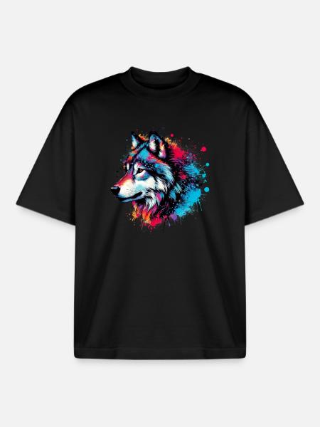 Wolf - Boxy Heavyweight Unisex Organic T-Shirt von Stanley/Stella - Schwarz