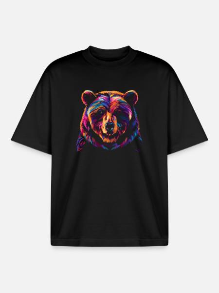 Bunte Bär Illustration - Boxy Heavyweight Unisex Organic T-Shirt von Stanley/Stella - Schwarz
