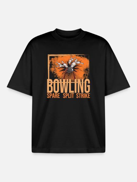 Bowling - Spare - Split - Strike - Boxy Heavyweight Unisex Organic T-Shirt von Stanley/Stella - Schwarz