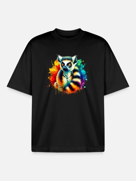 Lemur - Boxy Heavyweight Unisex Organic T-Shirt by Stanley/Stella - black