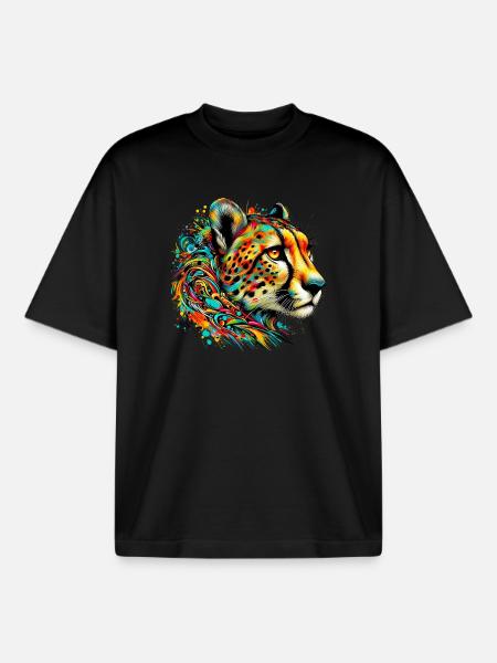 Ghepardo - T-shirt unisex boxy pesante biologica di Stanley/Stella - nero