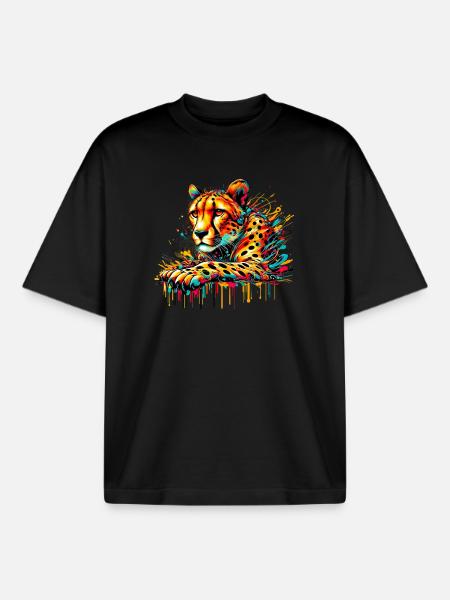 Guépard - T-shirt unisexe boxy épais biologique Stanley/Stella - noir