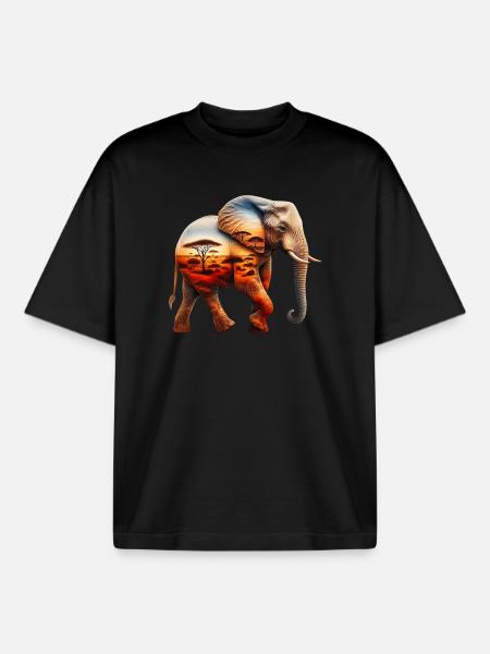 Elephant - Boxy Heavyweight Unisex Organic T-Shirt by Stanley/Stella - black