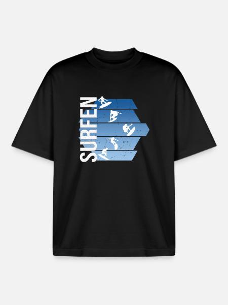 Surfen - Boxy Heavyweight Unisex Organic T-Shirt von Stanley/Stella - Schwarz