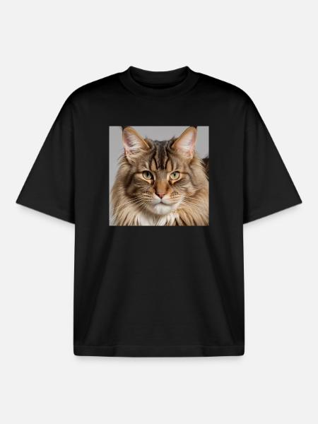 Maine coon, the big cat - Boxy Heavyweight Unisex Organic T-Shirt by Stanley/Stella - black