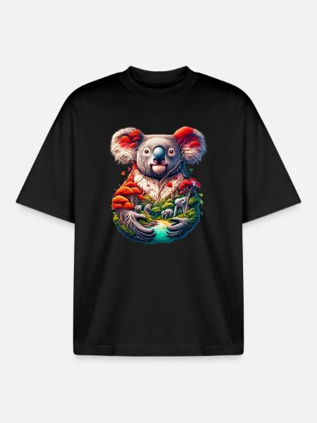 Koala - Boxy Heavyweight Unisex Organic T-Shirt by Stanley/Stella - black