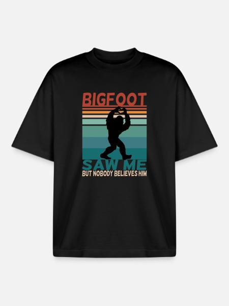 Bigfoot lustiger Spruch Retro Background - Boxy Heavyweight Unisex Organic T-Shirt von Stanley/Stella - Schwarz