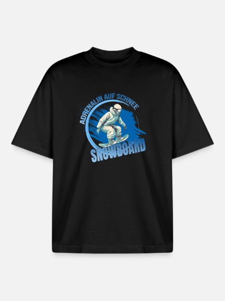 Adrenalin auf Schnee - Snowboard - Boxy Heavyweight Unisex Organic T-Shirt von Stanley/Stella - Schwarz