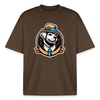 Mister D - Boxy Heavyweight Unisex Organic T-Shirt von Stanley/Stella - Dunkelbraun - Vorne - AI Model Male 185 light (185cm) & AI Model Female 172 dark (172cm)