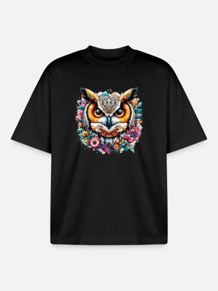 Eule - Boxy Heavyweight Unisex Organic T-Shirt von Stanley/Stella - Schwarz