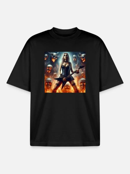 Hell dominated by heavy metal - Boxy Heavyweight Unisex Organic T-Shirt by Stanley/Stella - black