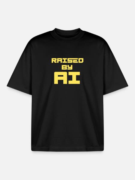 RAISED BY AI - Boxy Heavyweight Unisex Organic T-Shirt by Stanley/Stella - black