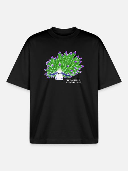 Leaf Sheep Snail, Drawing - Boxy Heavyweight Unisex Organic T-Shirt by Stanley/Stella - black
