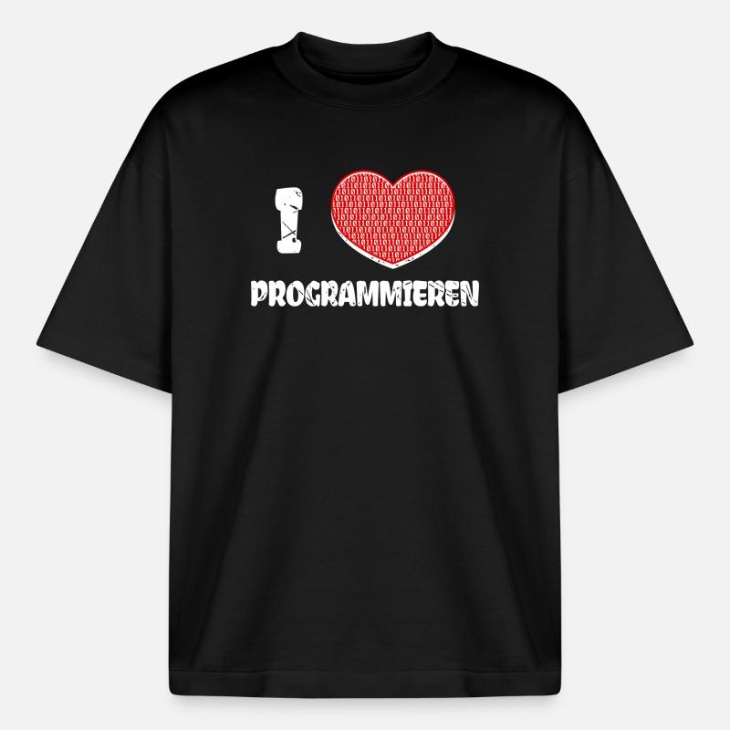 Developer Herz Programmierer Statement Informatik - Boxy Heavyweight Unisex Organic T-Shirt von Stanley/Stella - Schwarz