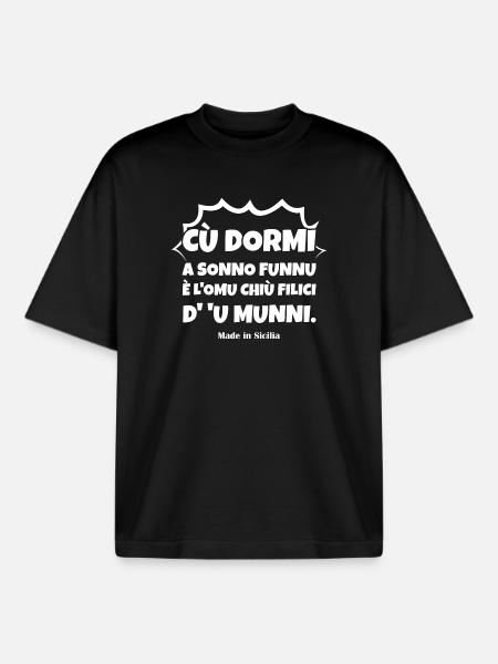 t-shirt Sicilia maglietta proverbio siciliano - T-shirt unisex boxy pesante biologica di Stanley/Stella - nero