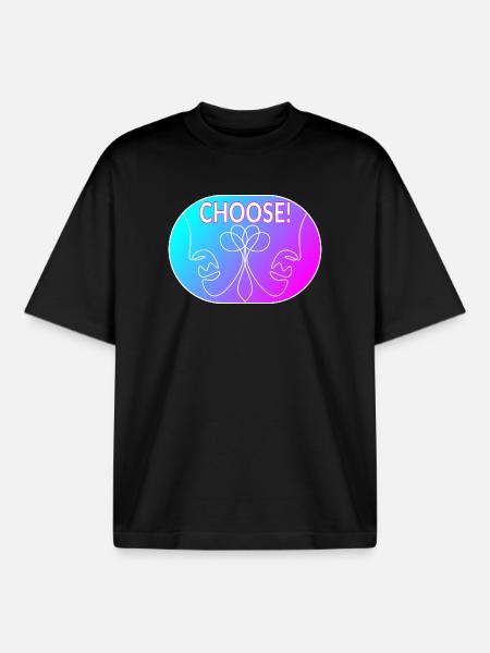 Line Art Drawing - Choose - Boxy Heavyweight Unisex Organic T-Shirt by Stanley/Stella - black