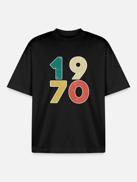1970 - Born 1970 - Built in 1970 - Boxy Heavyweight Unisex Organic T-Shirt by Stanley/Stella - black