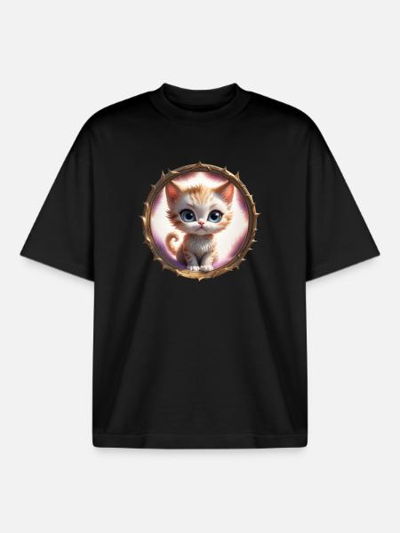 Kätzchen im Stachelring - Boxy Heavyweight Unisex Organic T-Shirt von Stanley/Stella - Schwarz